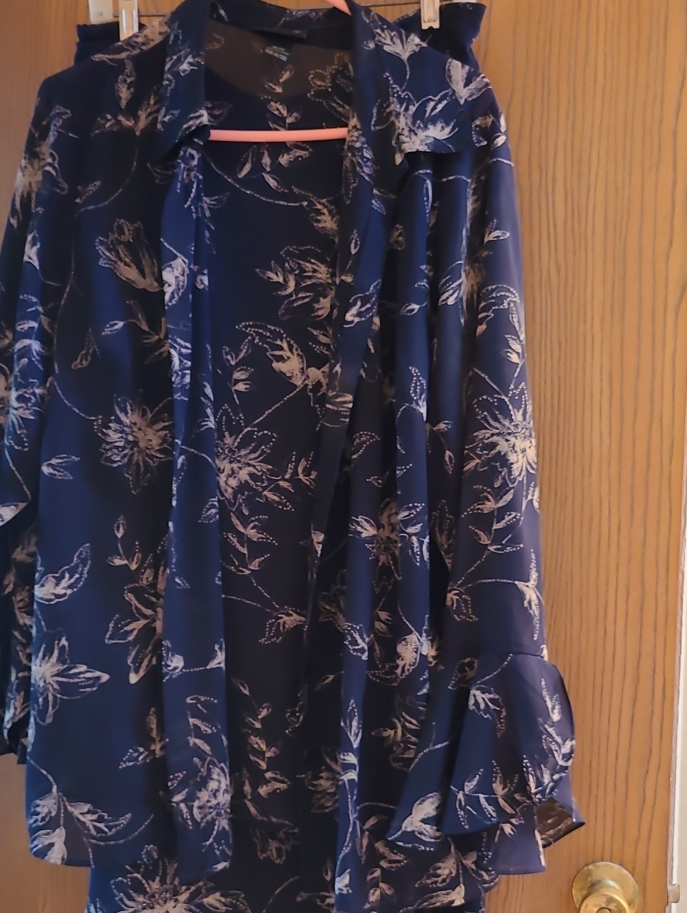 Lane Bryant Navy and White Floral Button Front Skirt Set